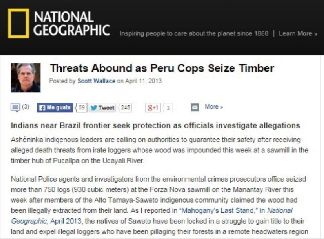 denuncia de la national geographic sobre amenazas