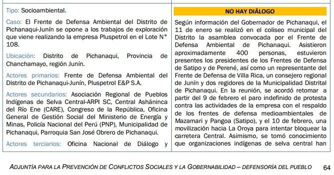 Informe de la Defensoría sobre el conflicto en Pichanaki - 1