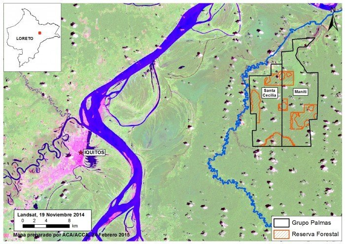 Mapa de los proyectos de palma aceitera