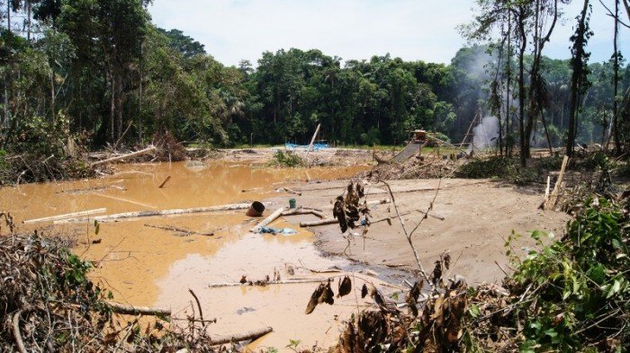 Foto minería ilegal ZA de RN Tambopata Sernanp