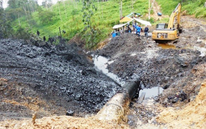 Se constató que el fluido del derrame sigue el cauce de la quebrada Inayo, tributaria del río Chiriaco.