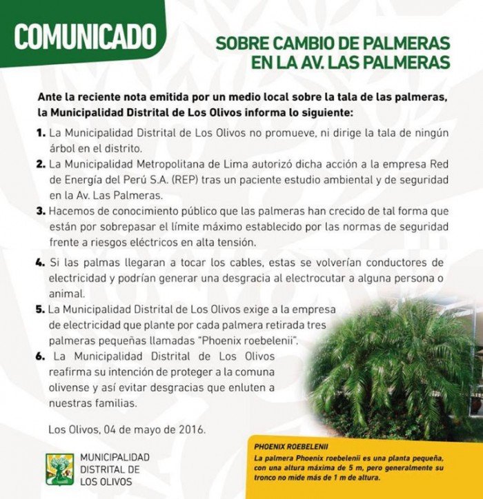 comunicado de Los Olivos