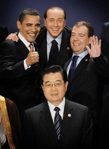 Barack Obama, Silvio Berlusconi, Dmitri Medvédev y Hu Jintao (foto: Reuters)